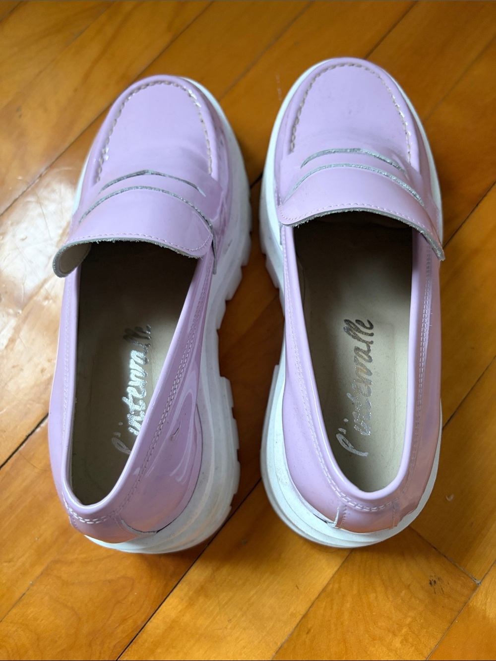 L'INTERVALLE Pastel Pink Patent Platform Loafers - Picture 4 of 5